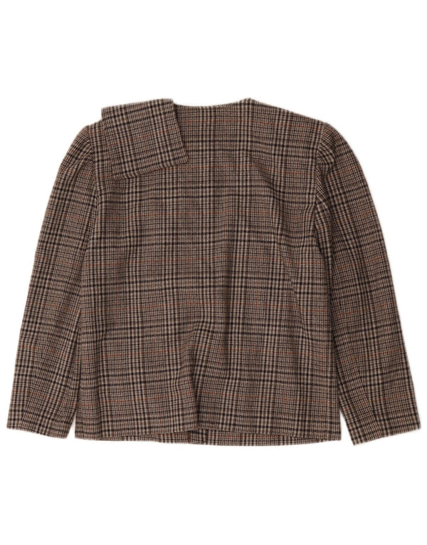 Luisa Spagnoli Womens 2 Button Blazer Jacket IT 44 Medium Brown Check Wool