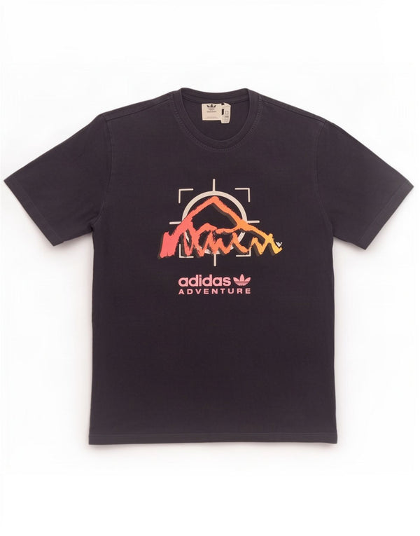 T-shirt grafica da uomo Adidas Top in cotone blu navy medio