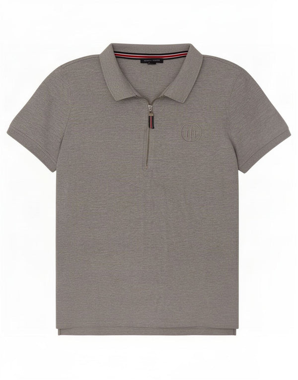 Polo da donna Tommy Hilfiger UK 14 cotone screziato grigio medio