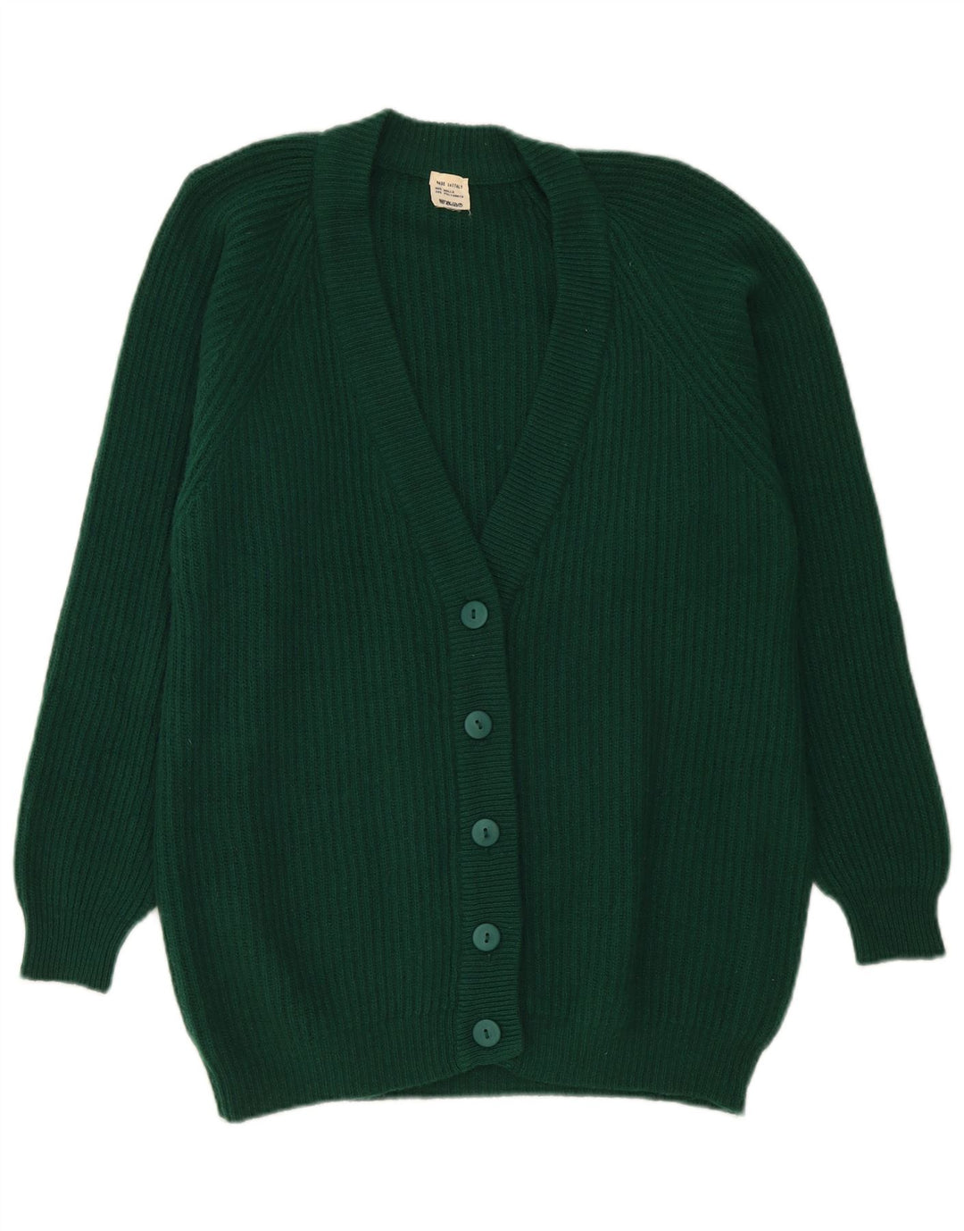 Maglione cardigan da donna vintage UK 16 grande lana verde