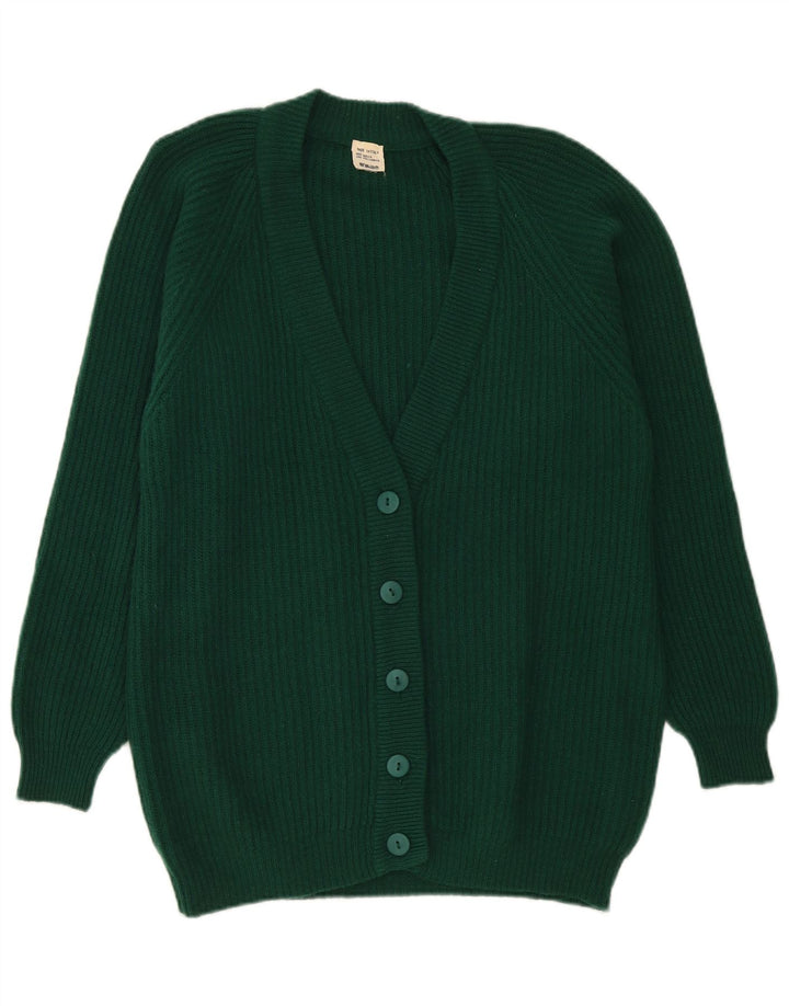 Maglione cardigan da donna vintage UK 16 grande lana verde