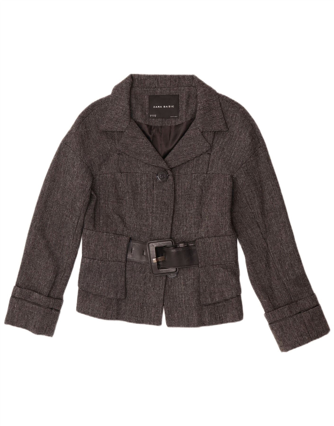 Giacca blazer a 2 bottoni da donna Zara UK 12 grigio medio a spina di pesce