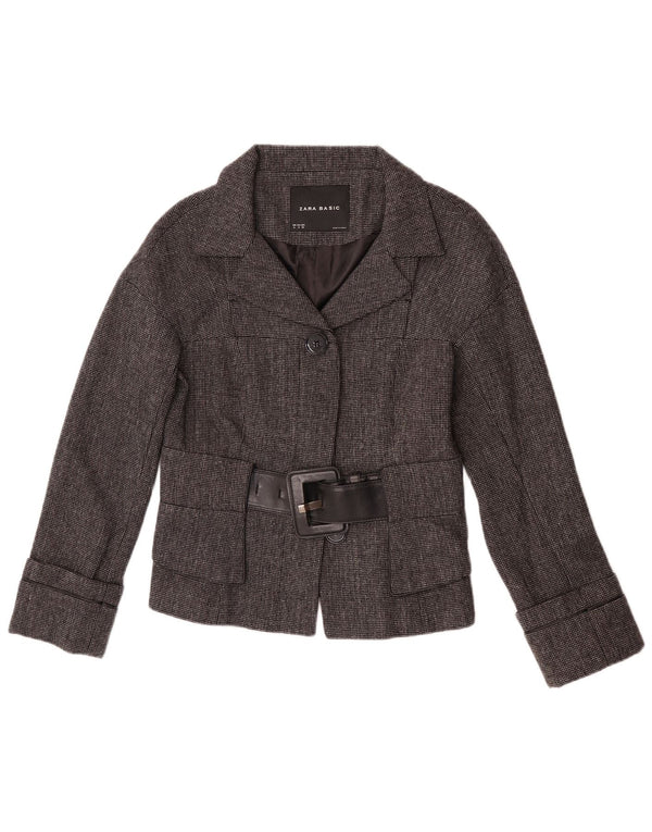 Giacca blazer a 2 bottoni da donna Zara UK 12 grigio medio a spina di pesce