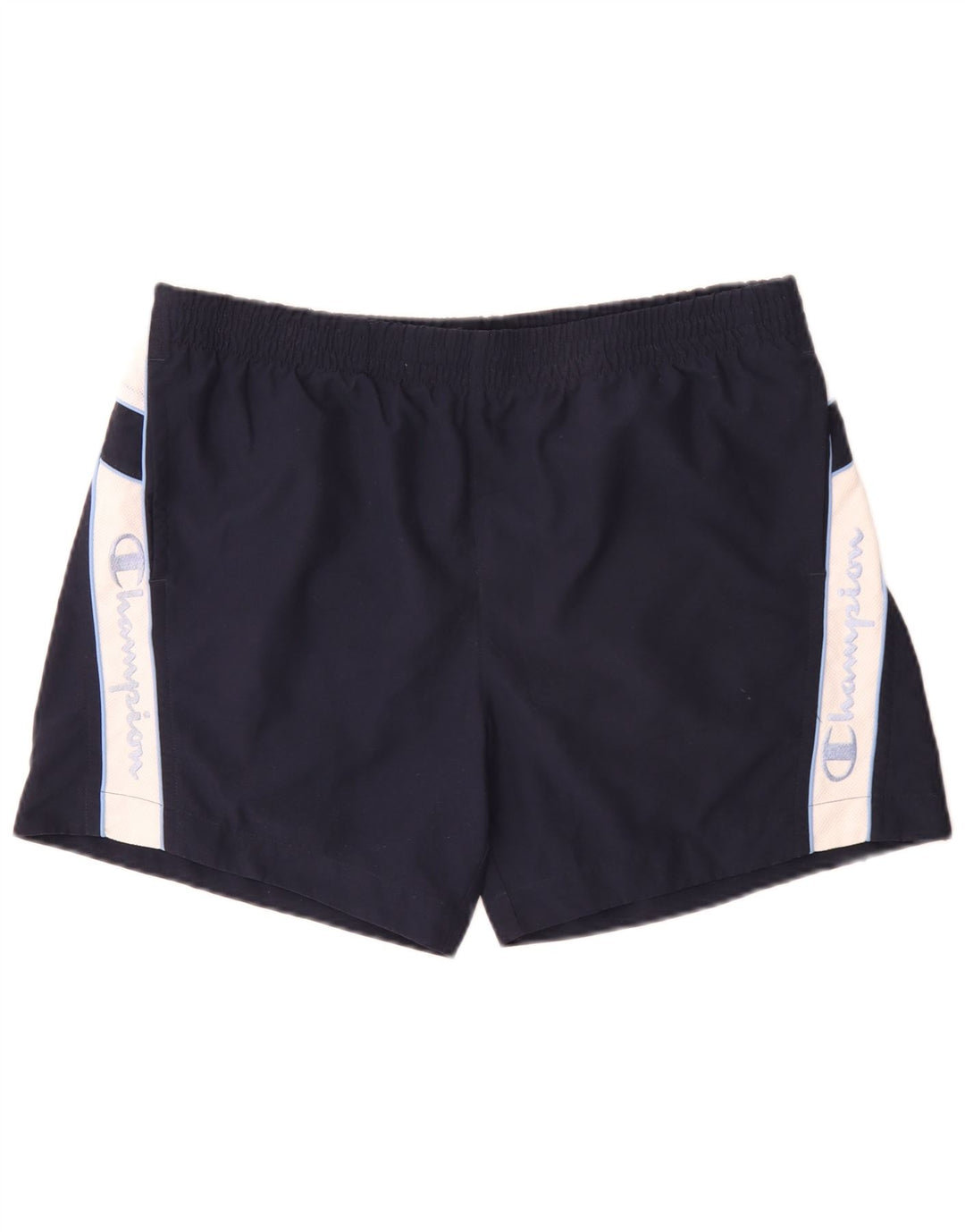 Pantaloncini da bagno grafici da uomo Champion XL in poliestere color block blu navy