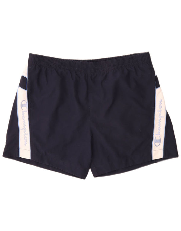 Pantaloncini da bagno grafici da uomo Champion XL in poliestere color block blu navy