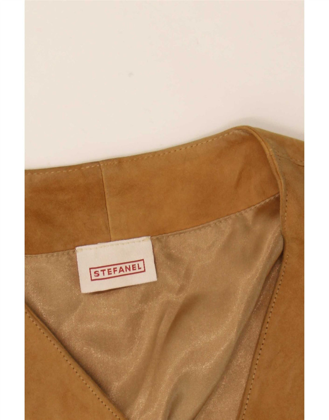 Gilet da donna in pelle scamosciata Stefanel UK 12 Pelle beige medio