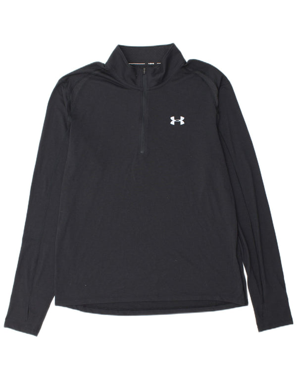 Maglia da ginnastica da uomo UNDER ARMOUR Heat Gear con zip e collo XL nera