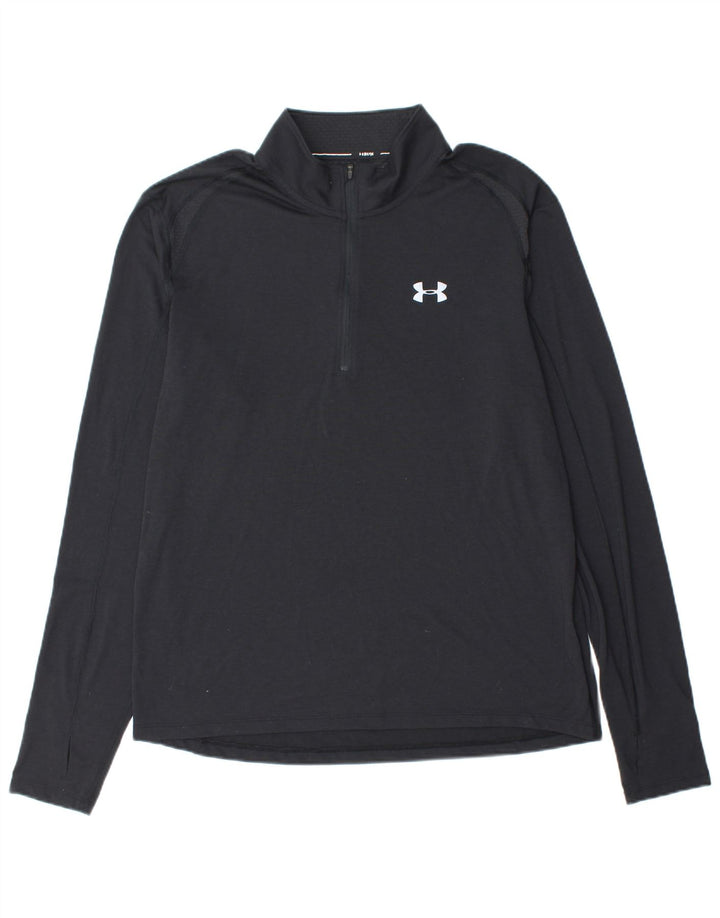 Maglia da ginnastica da uomo UNDER ARMOUR Heat Gear con zip e collo XL nera