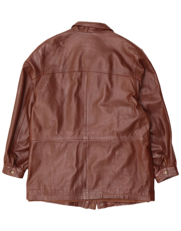 Giacca in pelle vintage da uomo UK 42 XL in pelle marrone