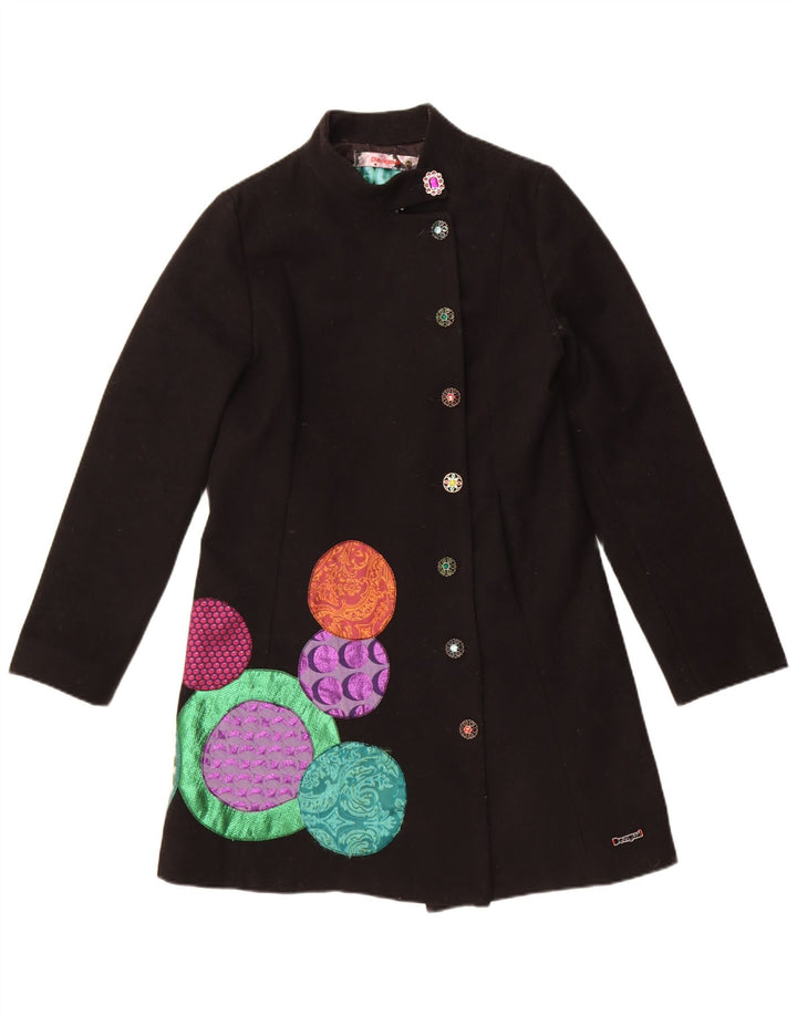 Desigual Soprabito grafico da donna EU 40 Lana geometrica nera media