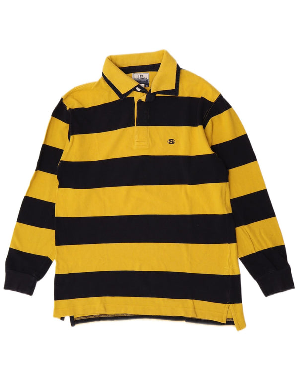 Polo Superga da uomo a maniche lunghe XL in cotone a righe gialle
