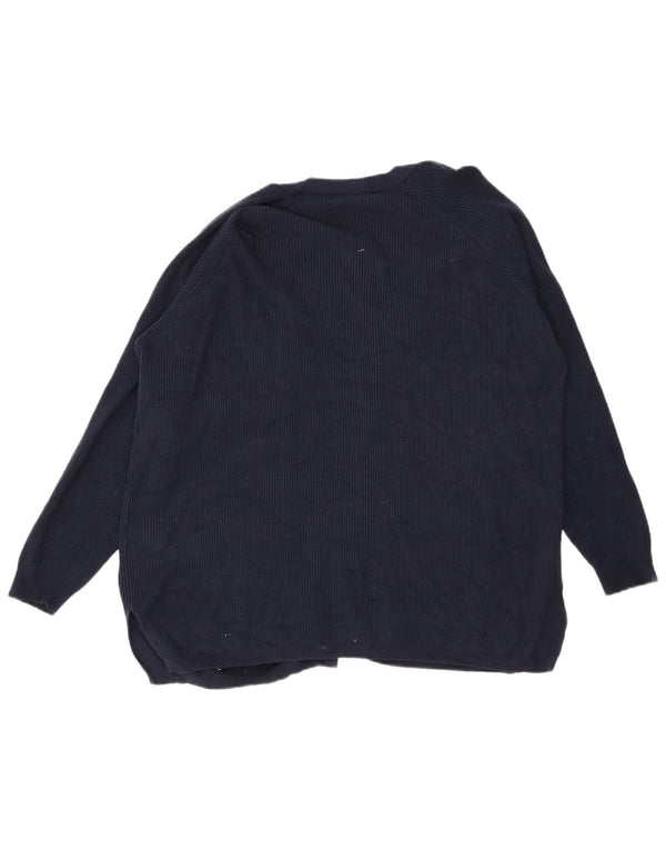 Maglione cardigan aperto da donna Marks & Spencer UK 14 grande viscosa blu navy