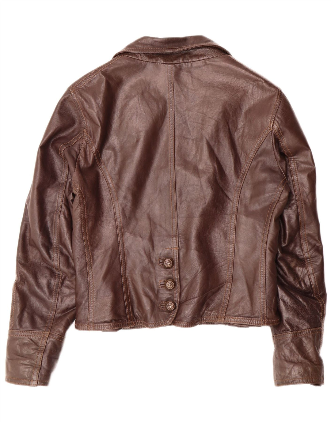 Sandro Ferrone Giacca in pelle corta da donna UK 18 XL Marrone