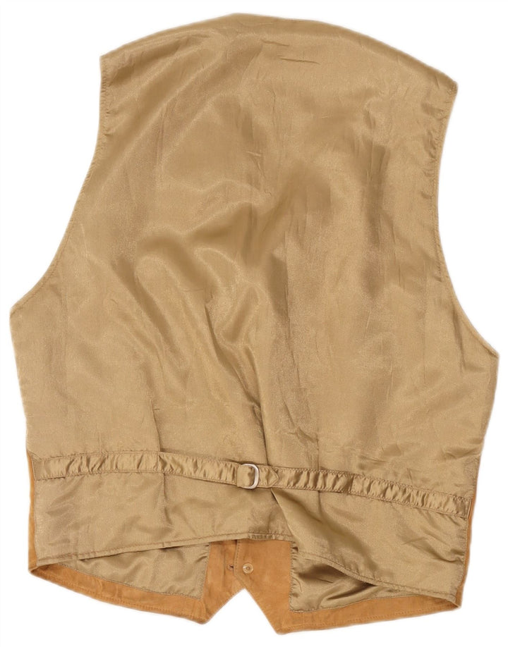 Gilet vintage da uomo in pelle scamosciata color beige medio