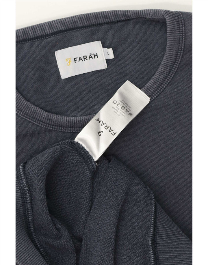 Felpa da uomo Farah Maglione grande in cotone blu navy