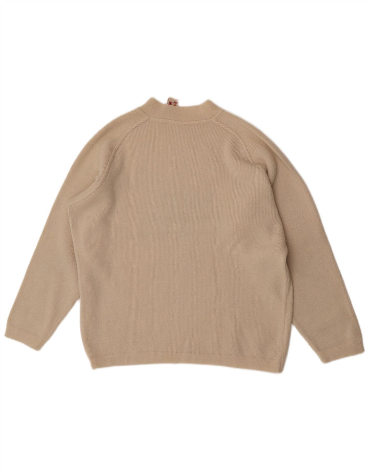 Maglione da uomo con collo alto e grafica S.Moritz, grande, beige