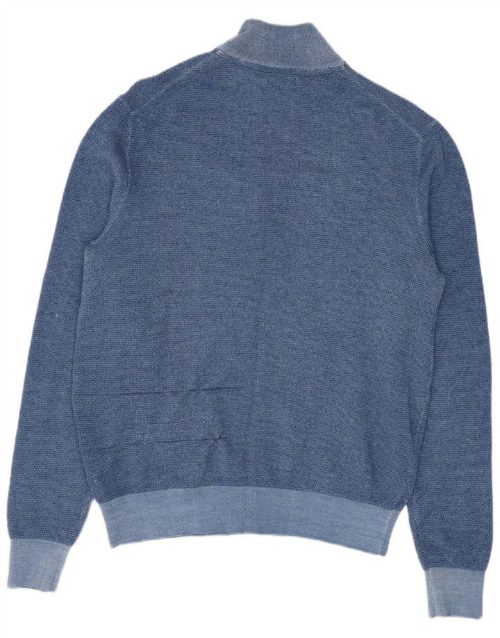 Maglione cardigan da uomo Sun68 in lana merino blu medio