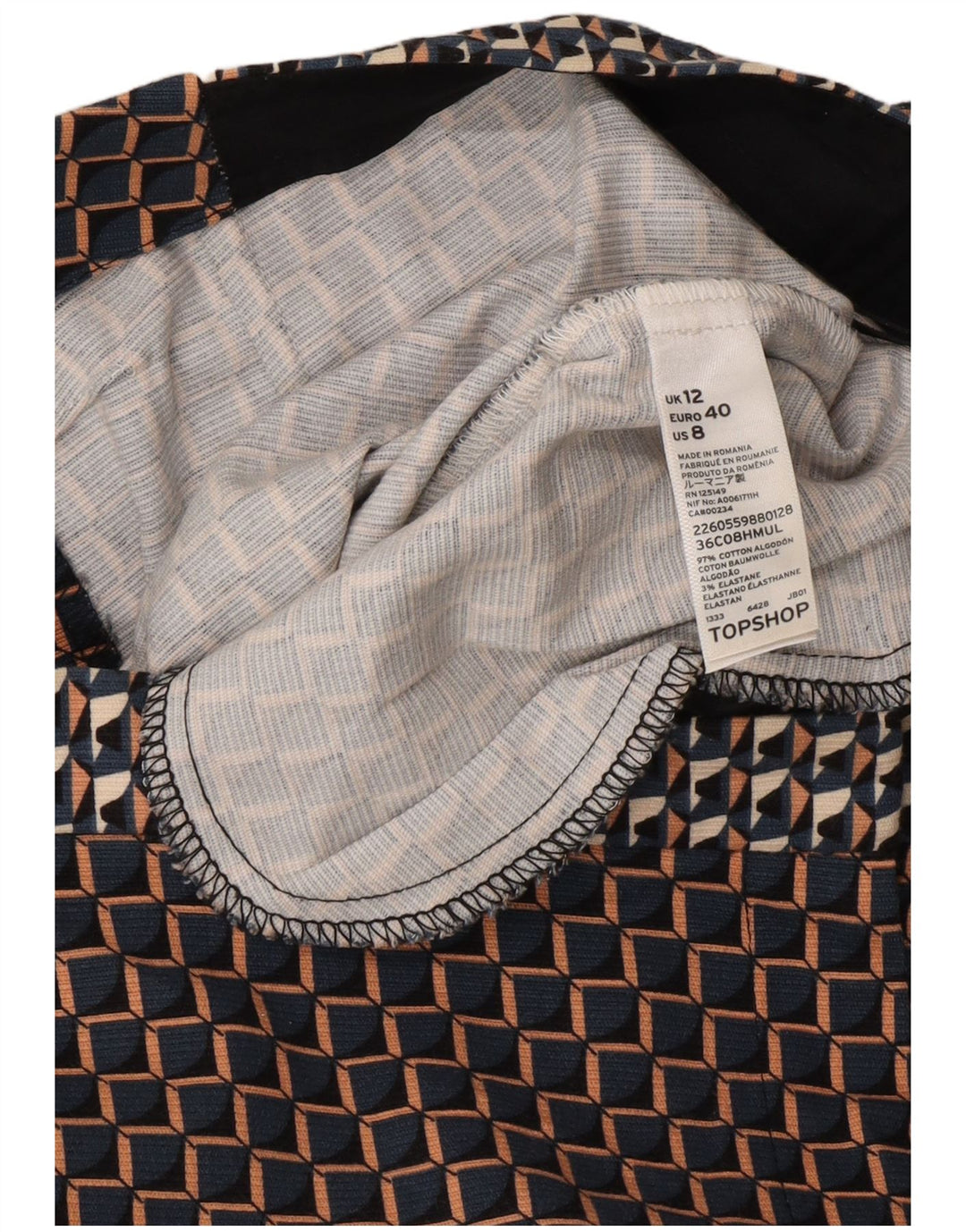 Pantaloni corti da donna Topshop UK 12 medi W32 L25 multicolore