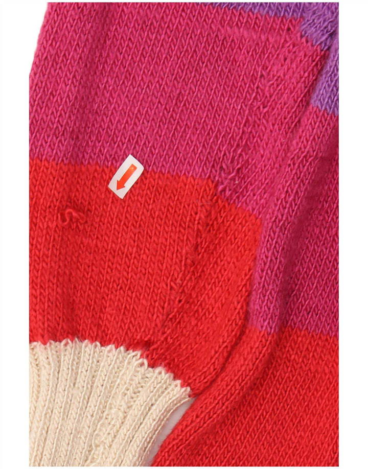 Maglione maglione con scollo a V da donna VINTAGE UK 12 a righe multicolori medie
