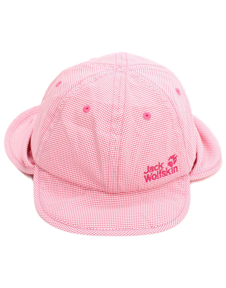 Cappello da cacciatore Jack Wolfskin per ragazze con drappeggio sul collo, 4-5 anni, piccolo pied de poule rosa