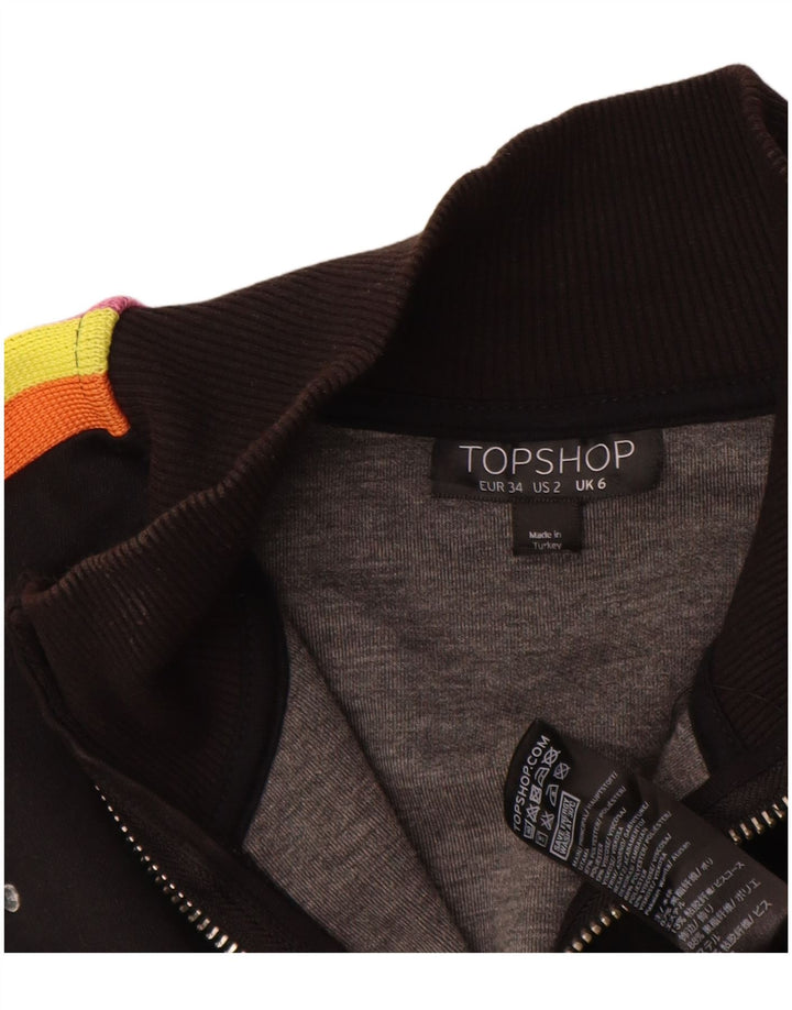 Topshop Giacca da tuta oversize da donna UK 6 XS Nera maculata