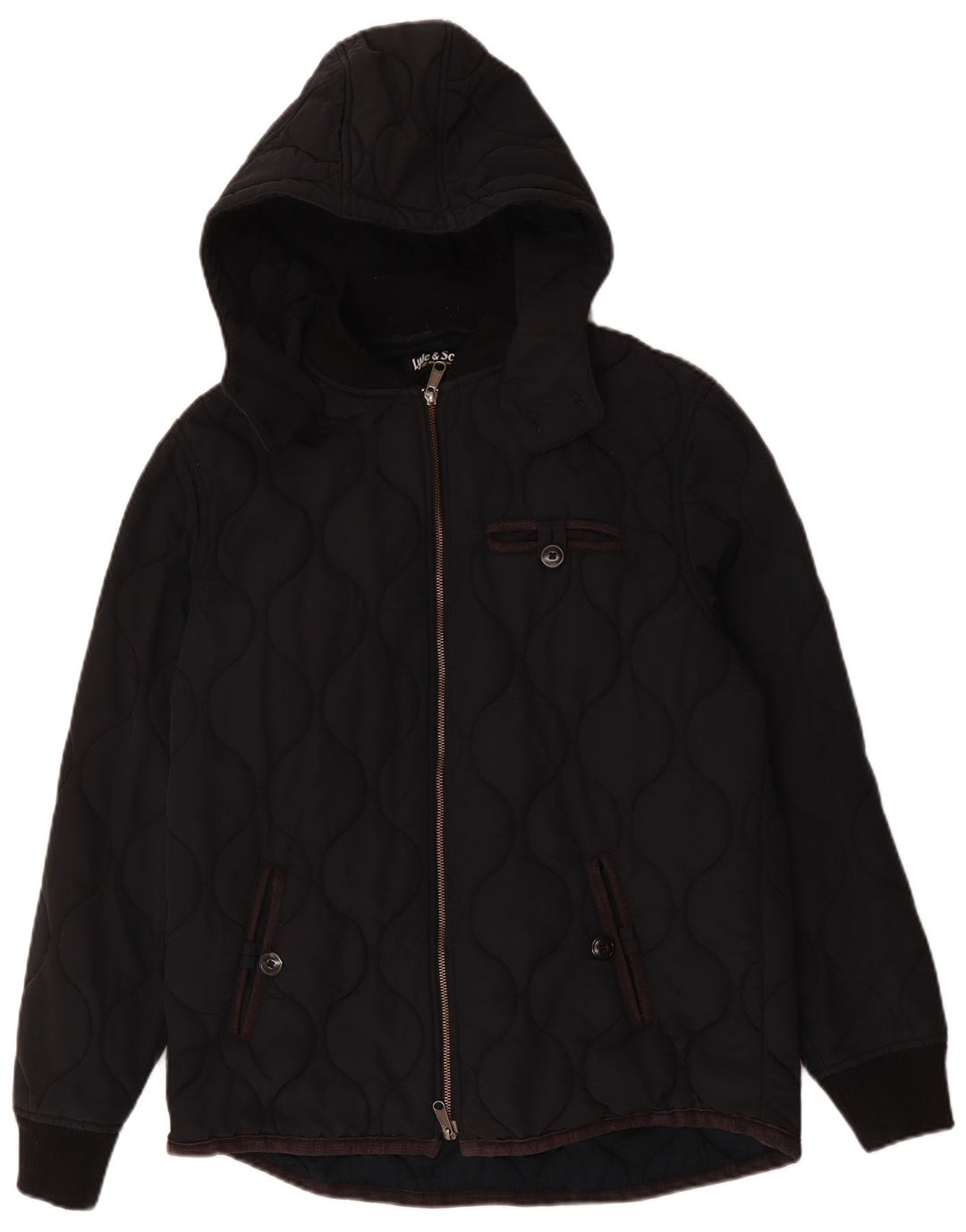 Giacca imbottita con cappuccio da uomo LYLE & SCOTT UK 40 grande cotone nero