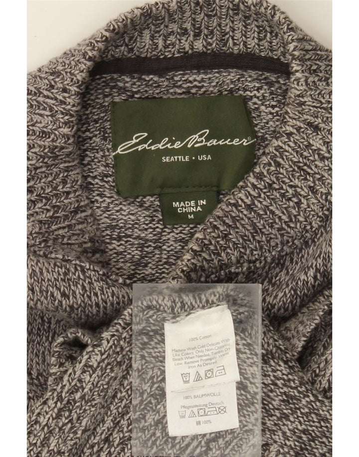 EDDIE BAUER Maglione da uomo con collo a bottoni in cotone screziato grigio medio