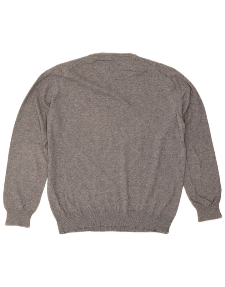 Massimo Dutti Maglione da uomo con scollo a V grande cotone grigio