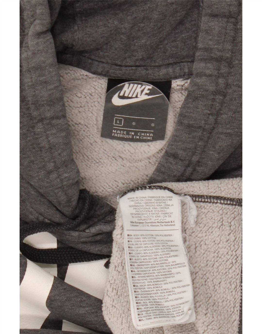 Felpa con cappuccio grafica Nike da uomo, grande, cotone chiazzato grigio