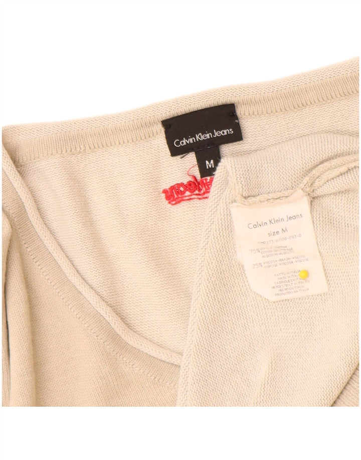 Maglione da uomo con scollo a V Calvin Klein Jeans in cotone beige medio