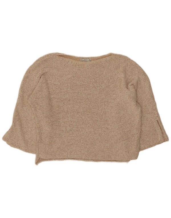 Maglione corto con scollo a barca oversize da donna Zara UK 14 Beige medio