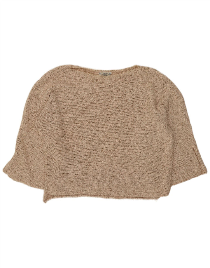 Maglione corto con scollo a barca oversize da donna Zara UK 14 Beige medio