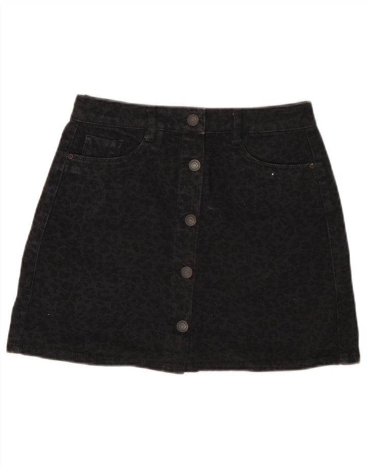 Gonna di jeans da donna Pull & Bear piccola W26 cotone nero con stampa animalier