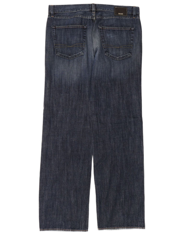 Jeans dritti da uomo Hugo Boss W34 L32 cotone blu navy