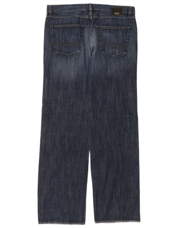 Jeans dritti da uomo Hugo Boss W34 L32 cotone blu navy