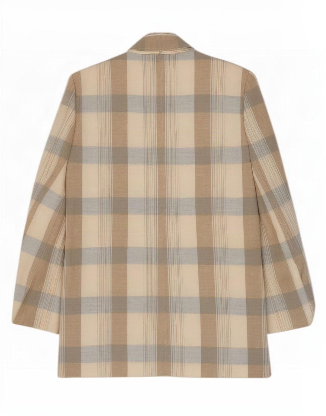 Giacca blazer vintage da donna a 2 bottoni UK 14 a quadri beige medio