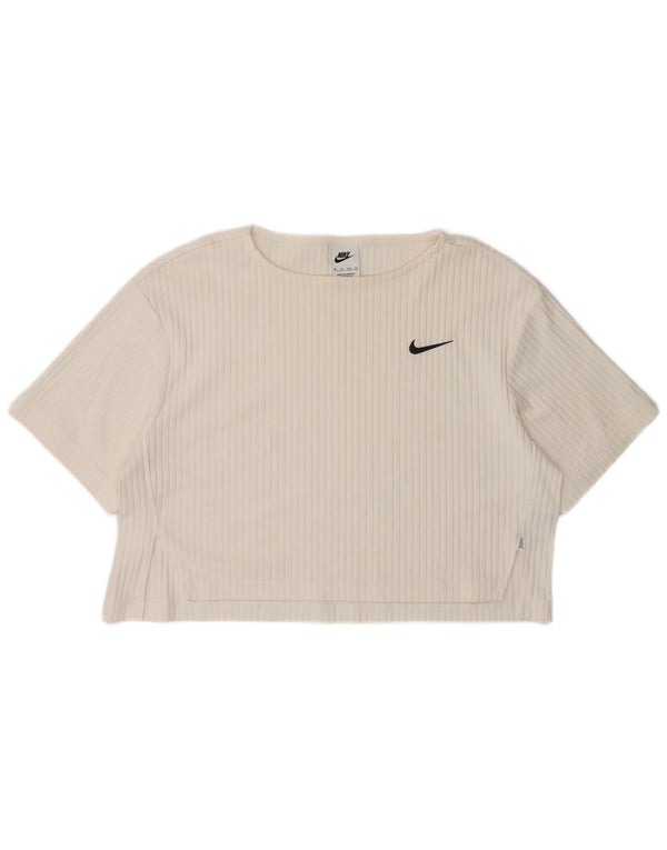 T-shirt corta oversize da donna Nike UK 6 XS cotone bianco