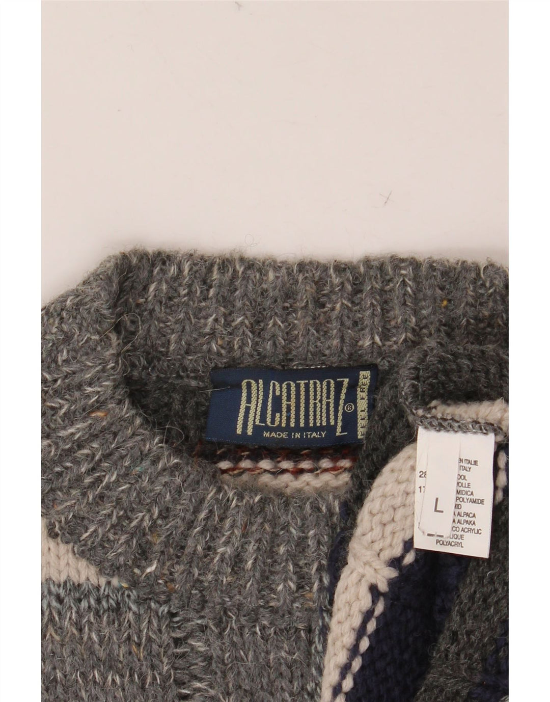 ALCATRAZ Maglione girocollo da uomo in lana a righe grandi multicolori