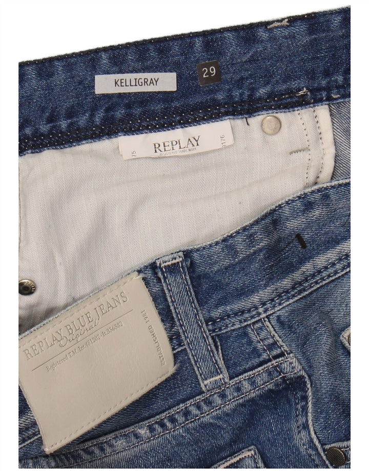REPLAY Womens Distressed Slim Jeans W29 L30 Blue
