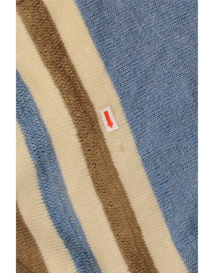 Maglione da donna VINTAGE con scollo a barca UK 12 a righe multicolori medie