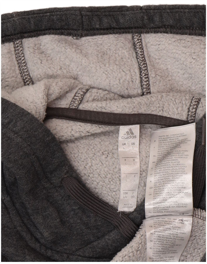 ADIDAS Mens Hoodie Jumper Large Grey Cotton