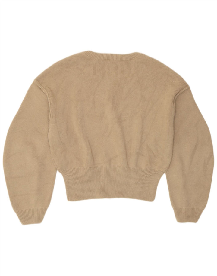 Maglione maglione girocollo vestibilità ampia da donna Zara UK 14 Poliestere beige medio