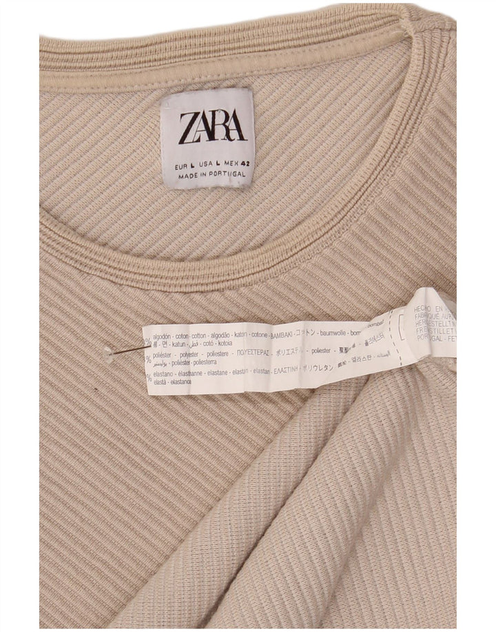 Top Zara da uomo a maniche lunghe grande in cotone beige