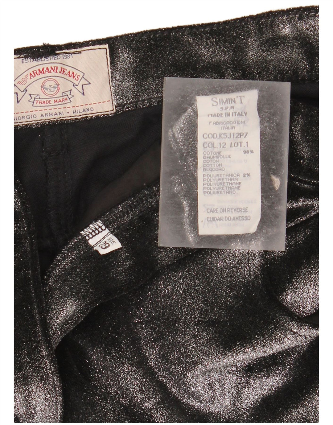 Pantaloni casual dritti da donna ARMANI W29 L34 cotone nero