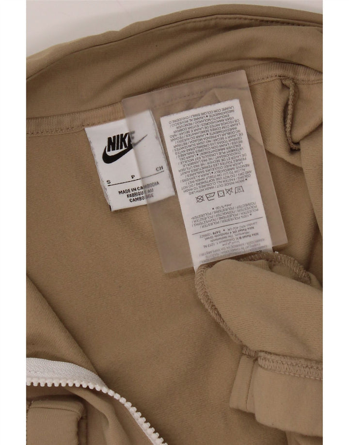 Felpa Nike da uomo con zip e collo, piccola, in poliestere beige