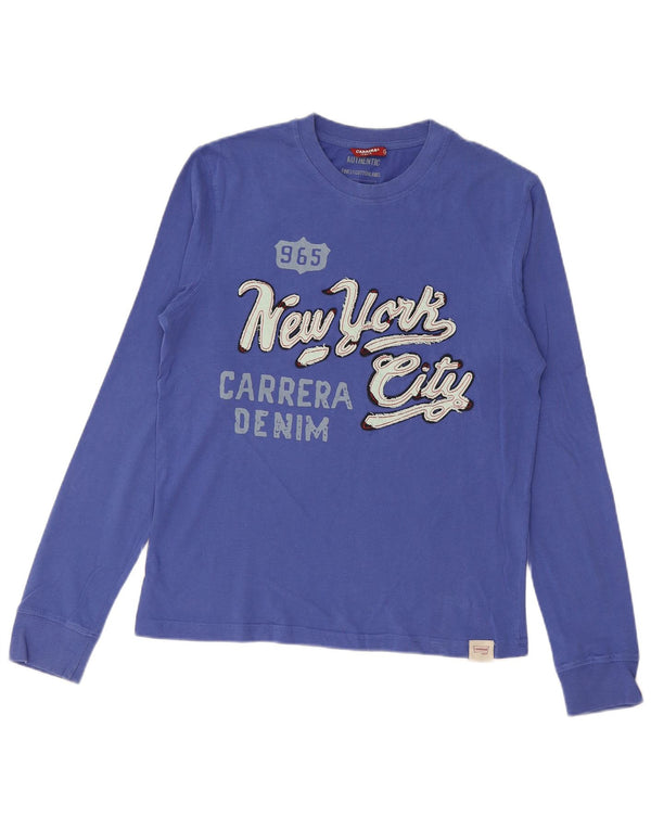 CARRERA Top da uomo con grafica New York City a maniche lunghe in cotone blu