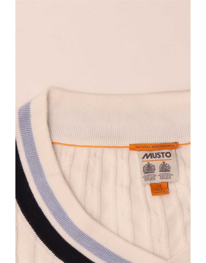 Musto Maglione da donna oversize con scollo a V UK 10 Piccolo cotone bianco