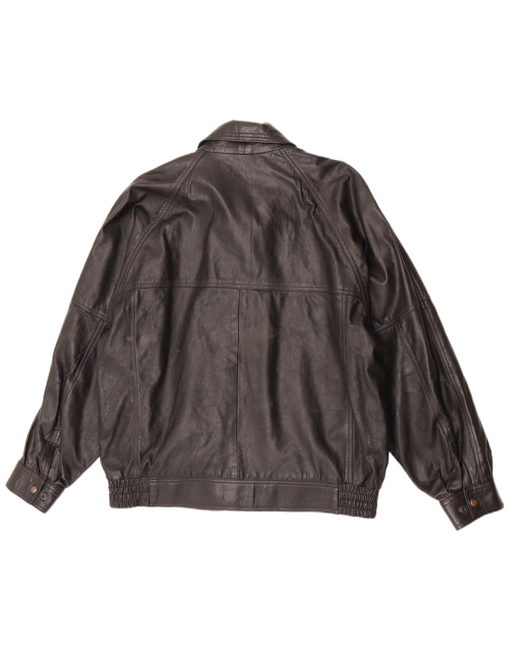 Giacca in pelle vintage da uomo IT 42 XL Nera