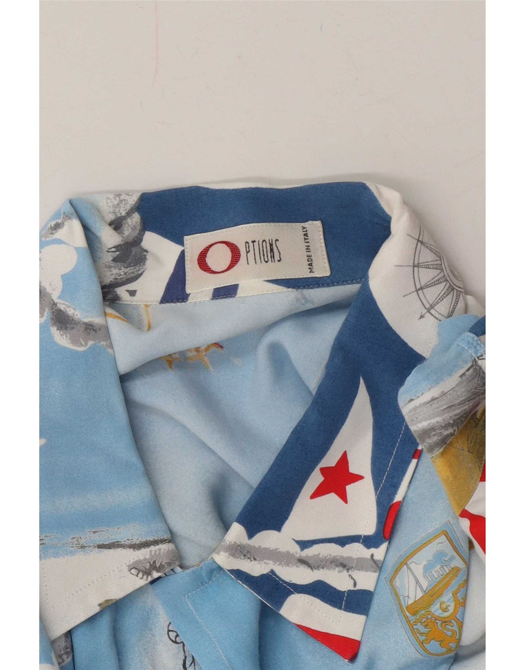 Camicia grafica vintage da uomo grande blu