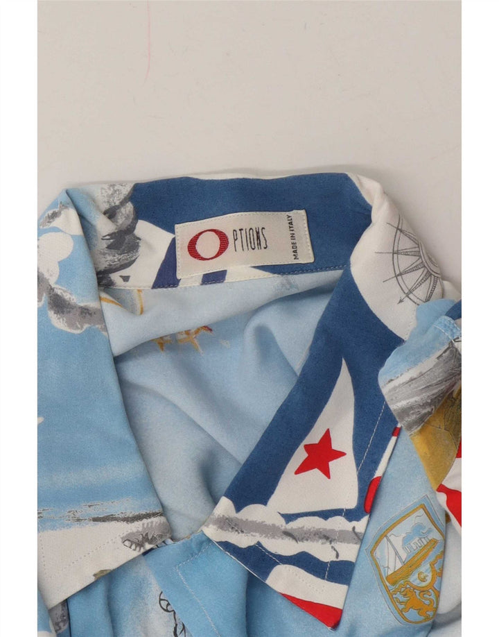 Camicia grafica vintage da uomo grande blu